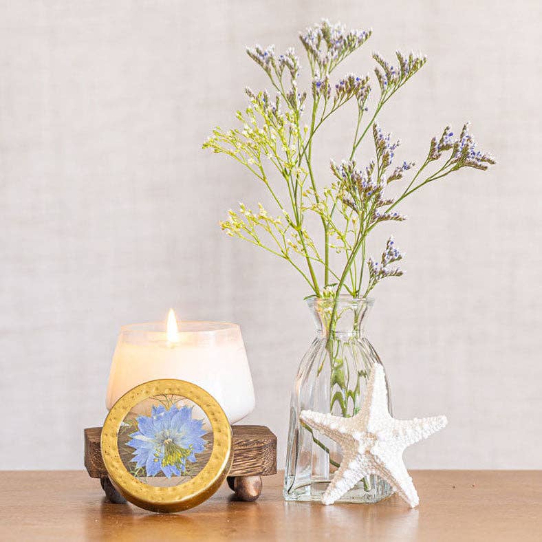 Petite Pressed Floral Candle - Sea Salt Mist