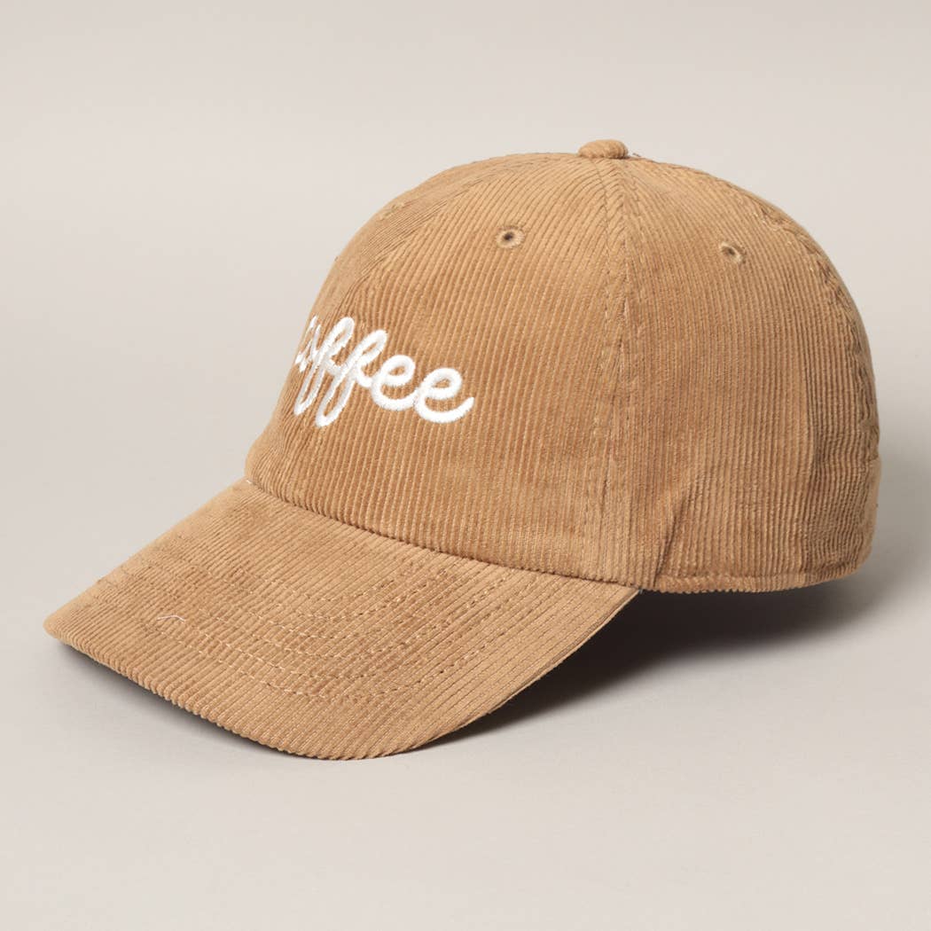 COFFEE Embroidered Corduroy Cap