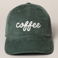 COFFEE Embroidered Corduroy Cap