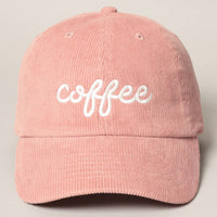 COFFEE Embroidered Corduroy Cap