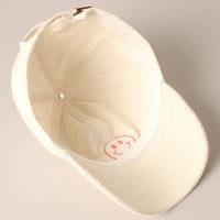 Happy Face Embroidered Corduroy Baseball Cap