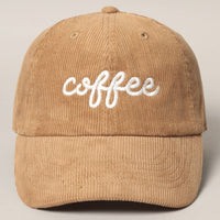 COFFEE Embroidered Corduroy Cap