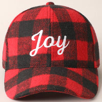 MERRY Embroidery Plaid Baseball Cap