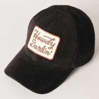 Howdy Darlin' Embroidery Patch Corduroy Cap