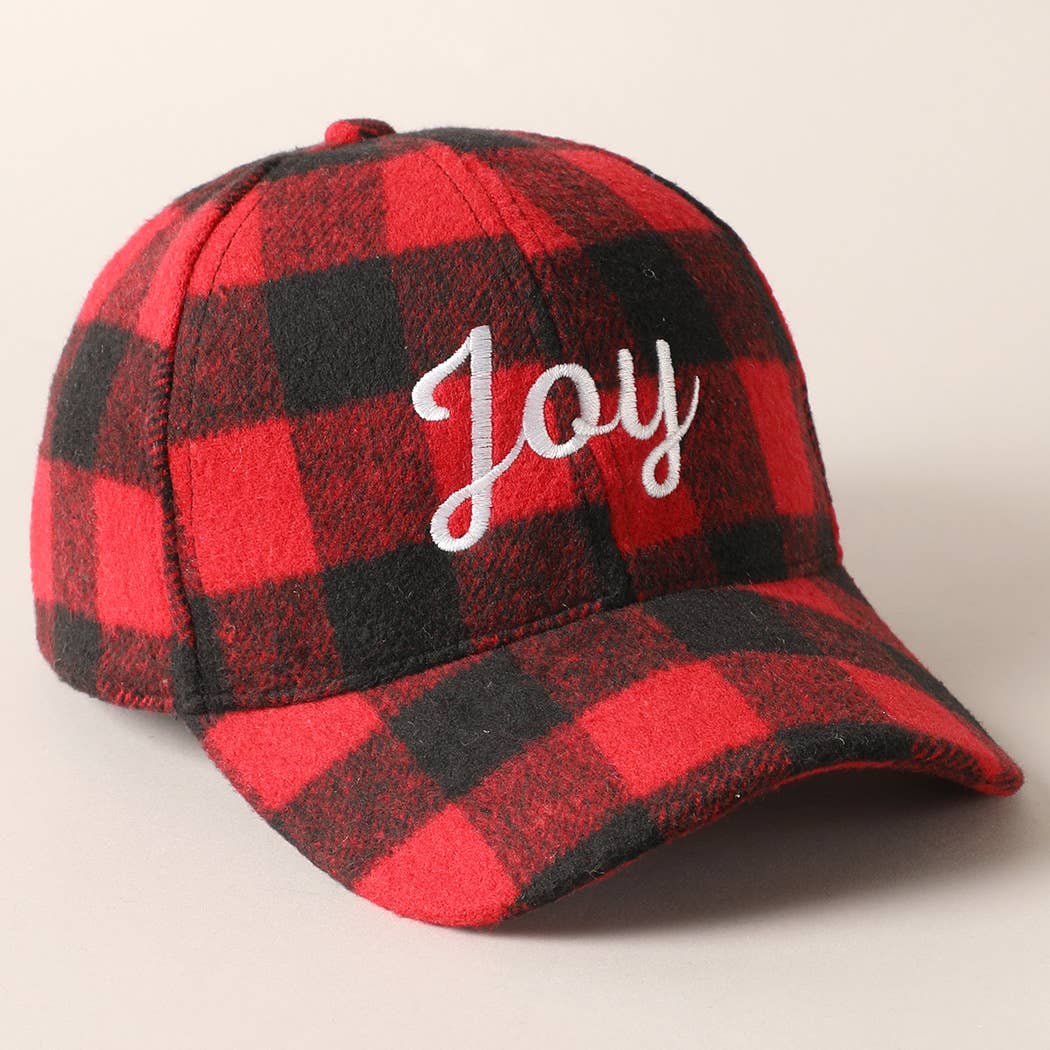 MERRY Embroidery Plaid Baseball Cap