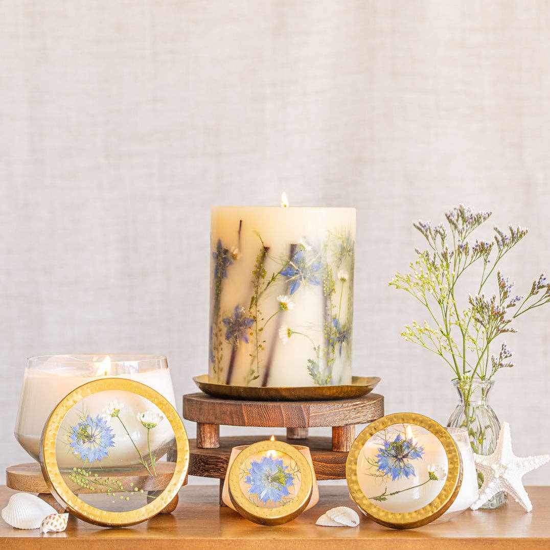 Petite Pressed Floral Candle - Sea Salt Mist