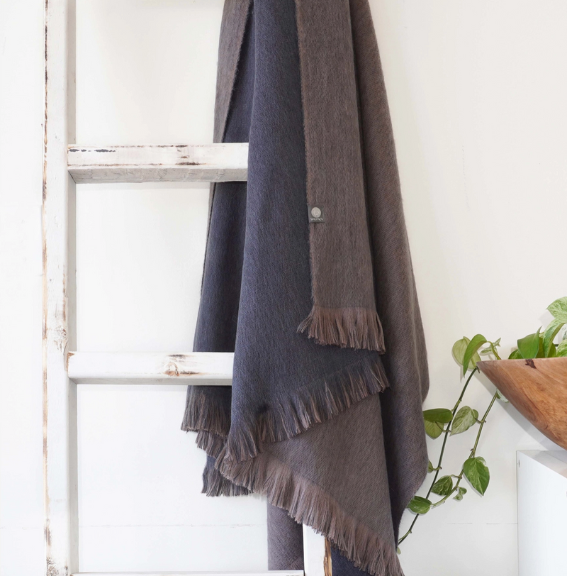 Alpaca Double Sided Throw - Toffee Breeze