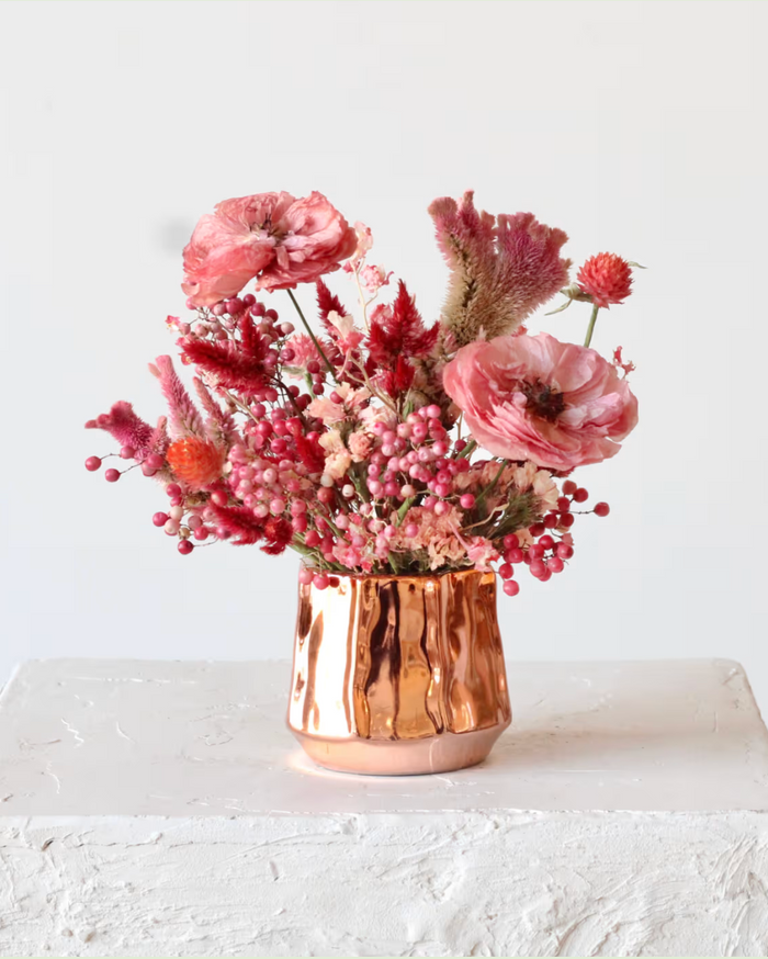 Mini Dried Floral Arrangement: Rose Gold Romance