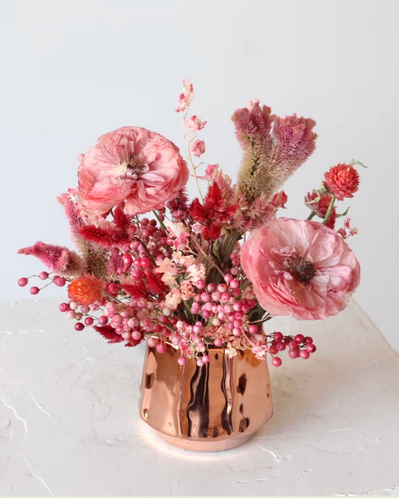 Mini Dried Floral Arrangement: Rose Gold Romance