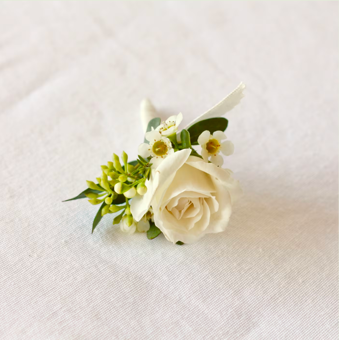 White & Green Boutonniere