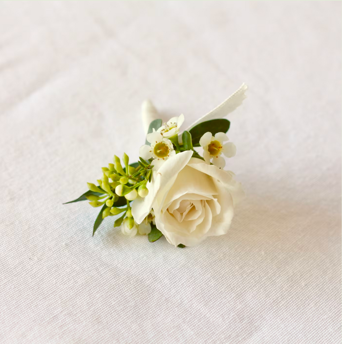 White & Green Boutonniere