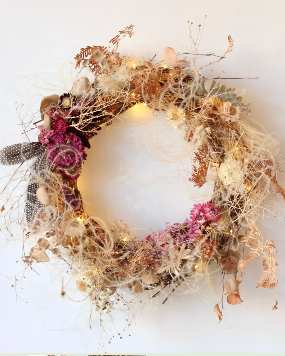 Dried Floral Wreath: Rustic Glow