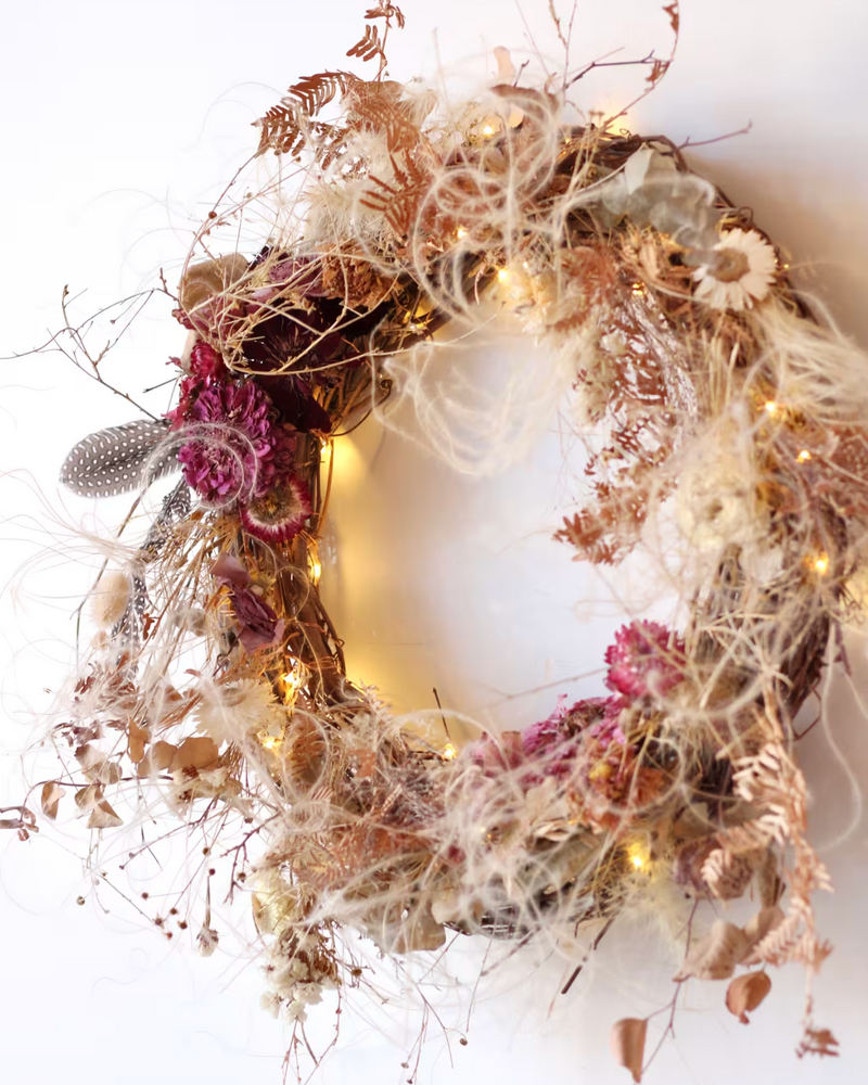 Dried Floral Wreath: Rustic Glow