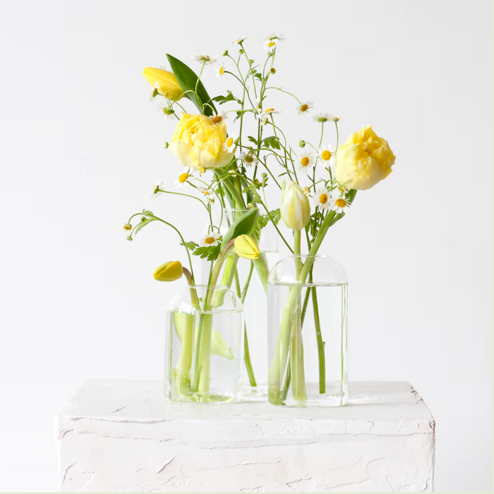 Yellow & White Bud Vase Trio