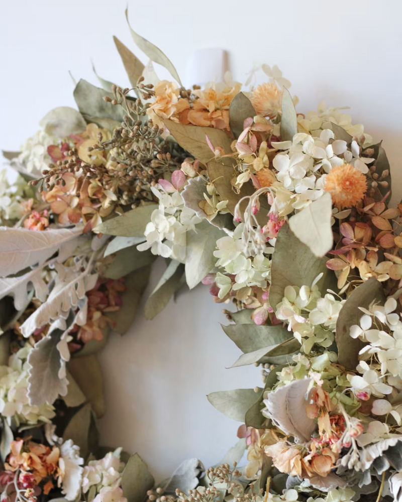 Dried Floral Wreath: Pastel Petals