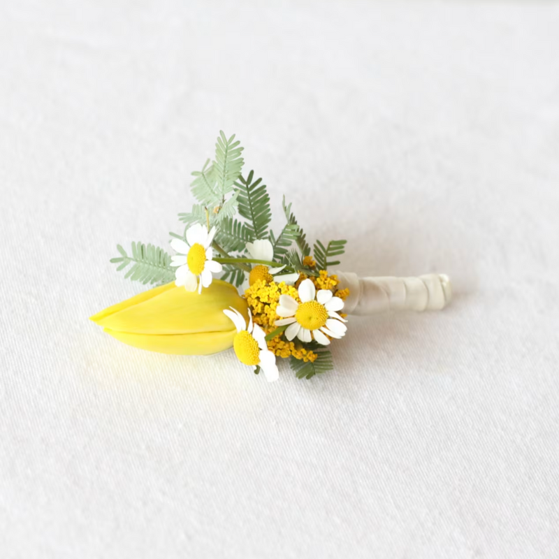 Yellow & White Boutonniere