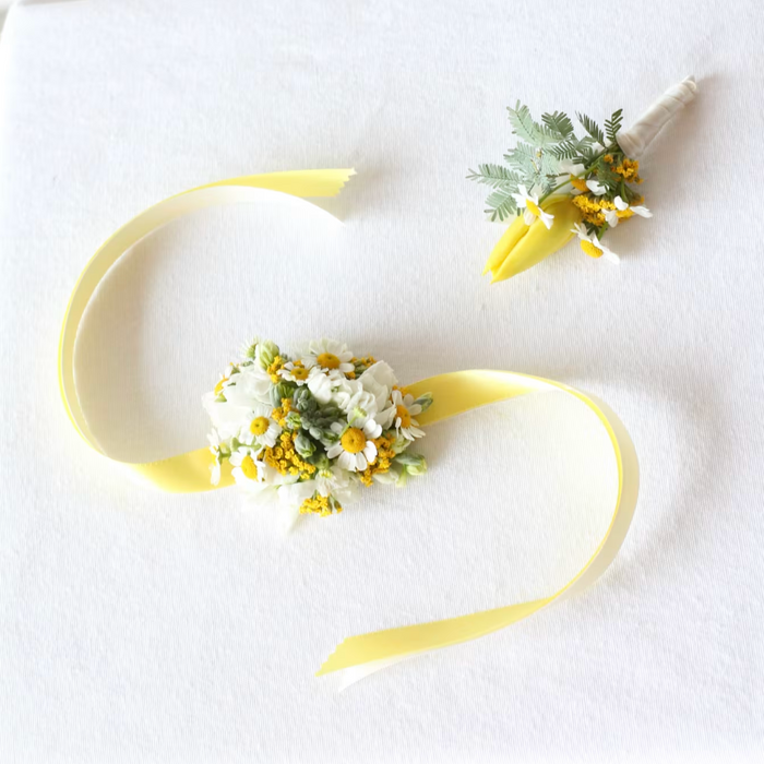 Yellow & White Boutonniere