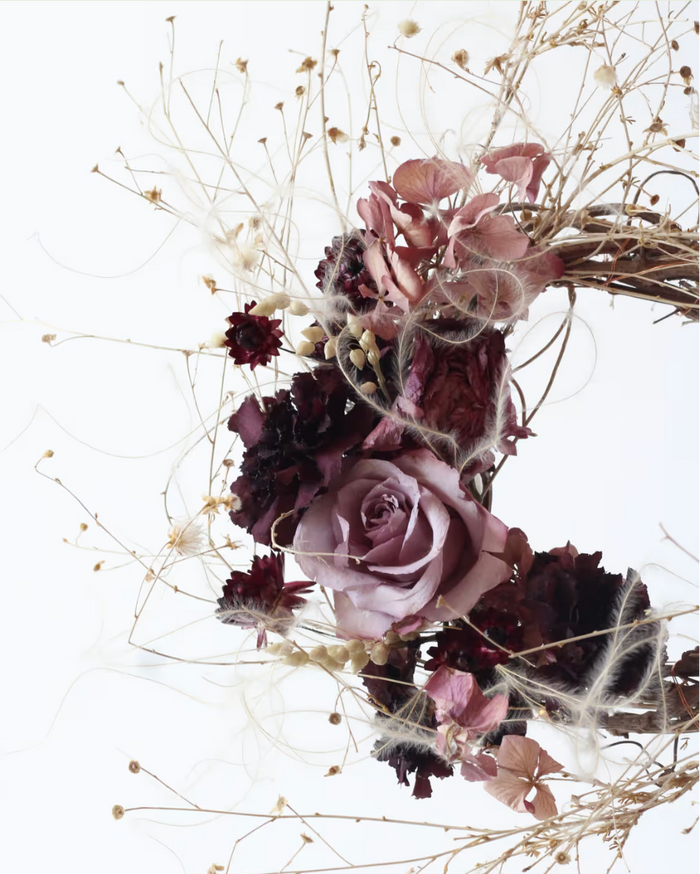 Petite Dried Floral Wreath: Nighttime Nest