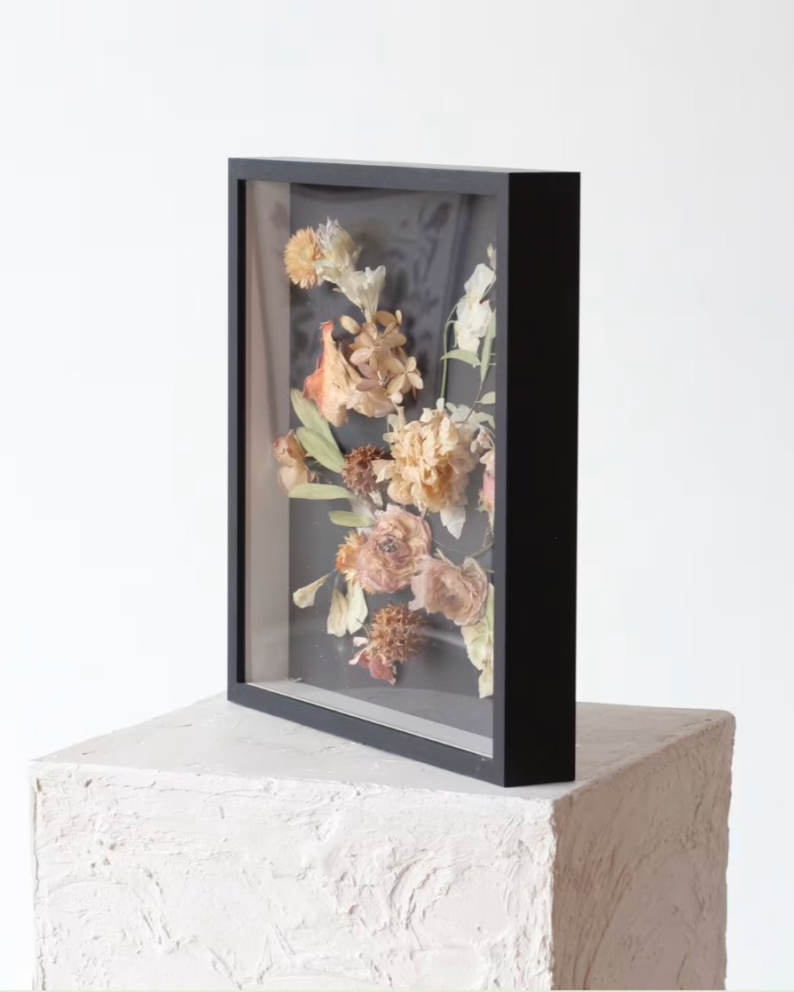 Dried Floral Shadowbox Frame: Peach