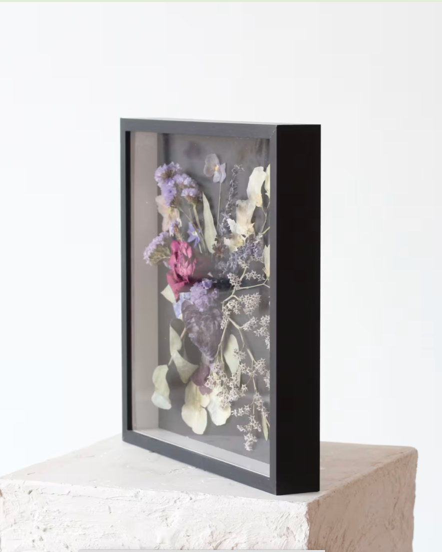 Dried Floral Shadowbox Frame: Amethyst