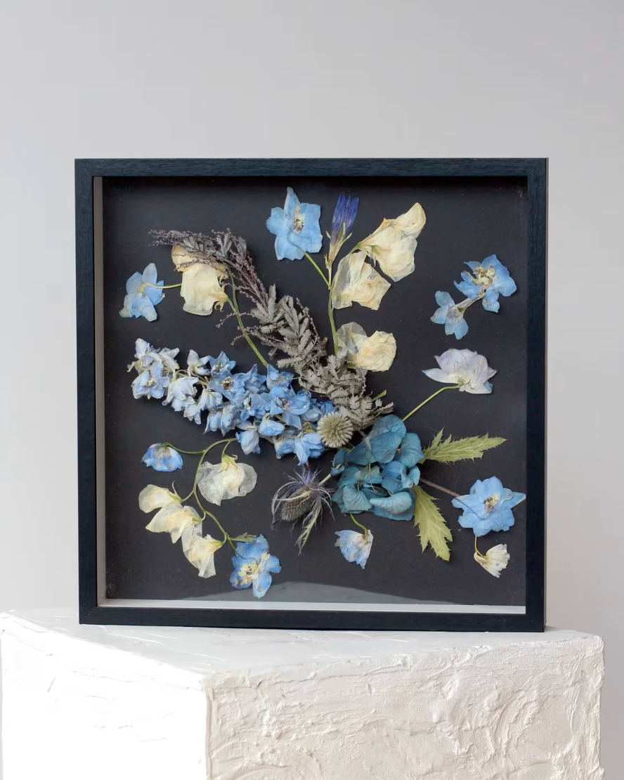 Dried Floral Shadowbox Frame: Azul
