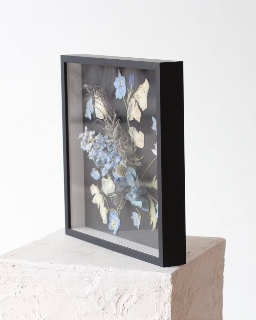 Dried Floral Shadowbox Frame: Azul
