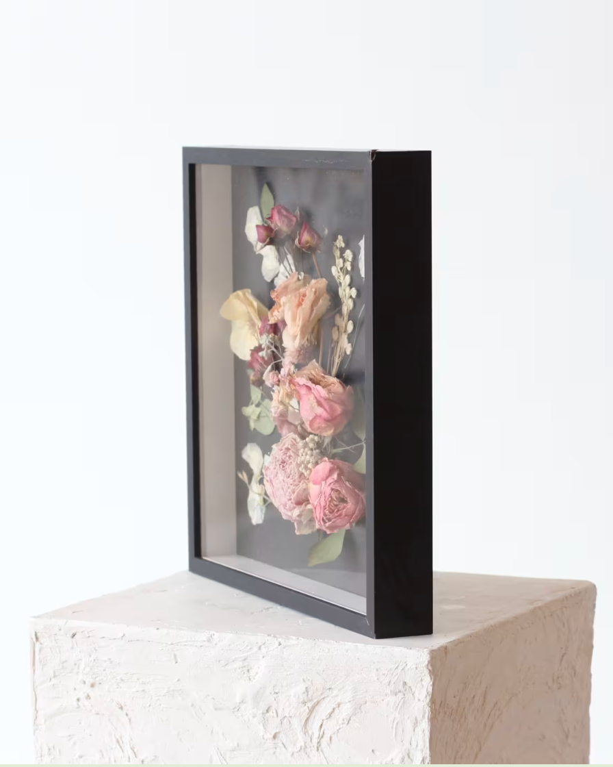 Dried Floral Shadowbox Frame: Blush