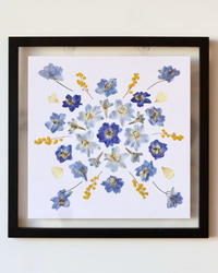 Pressed Flower Art: Blue & Yellow