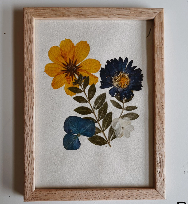 Pressed Flowers Wall Art:  Golden & Violet