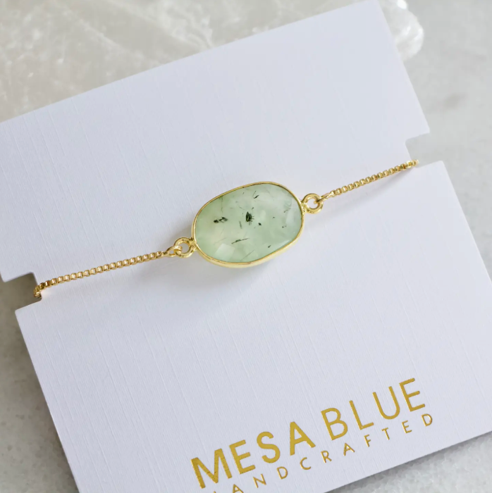 Moss Prehnite Adjustable Bracelet