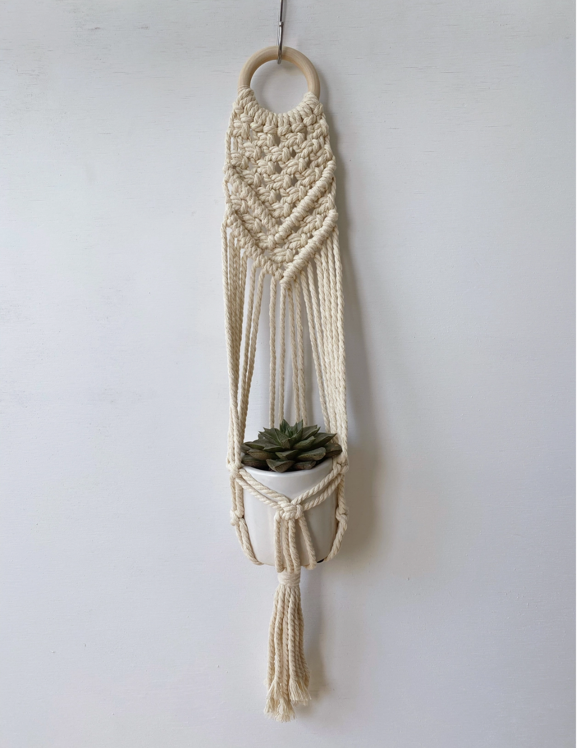 Macrame Wall Plant Hanger: Cream