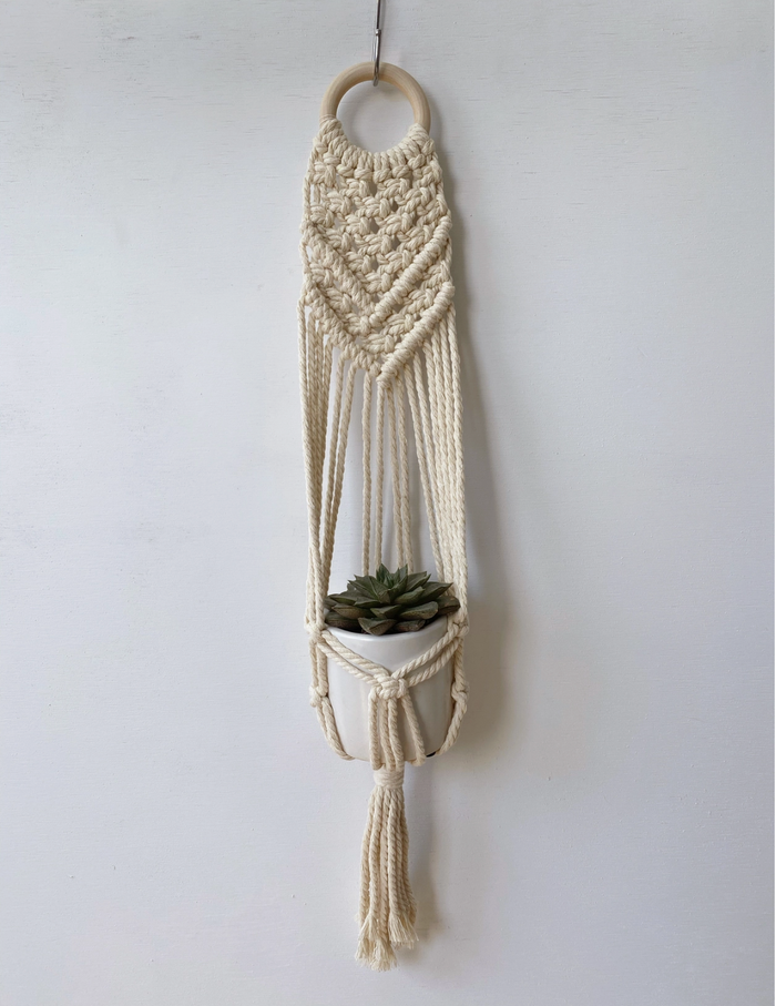 Macrame Wall Plant Hanger: Cream
