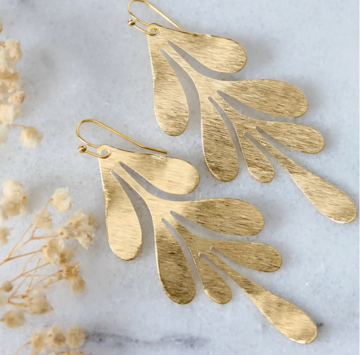 Brass Leaf Statement Earrings