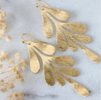 Brass Leaf Statement Earrings