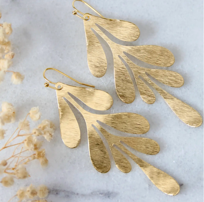 Brass Leaf Statement Earrings