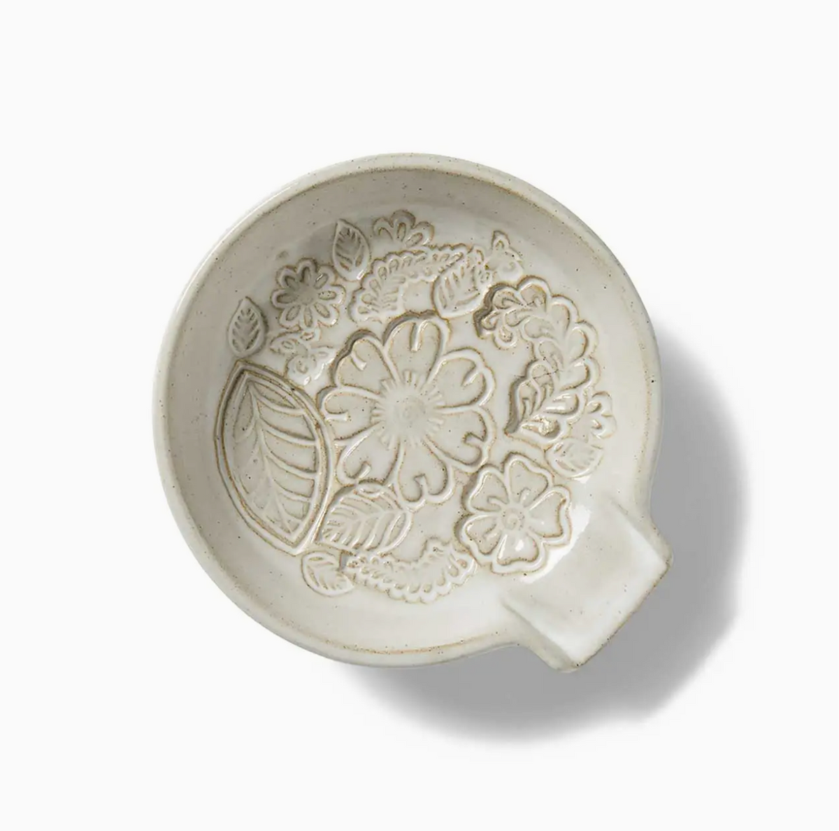 Pressed Blossom Ceramic Spoon Rest