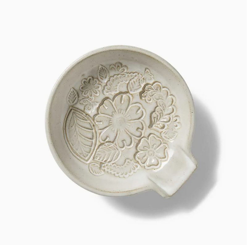 Pressed Blossom Ceramic Spoon Rest
