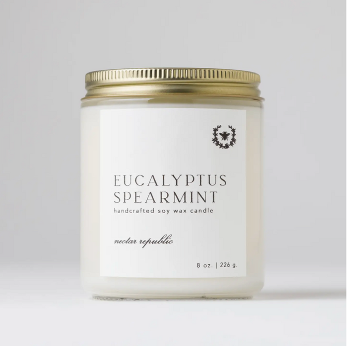 Soy Candle Jar: Eucalyptus Spearmint (8oz)