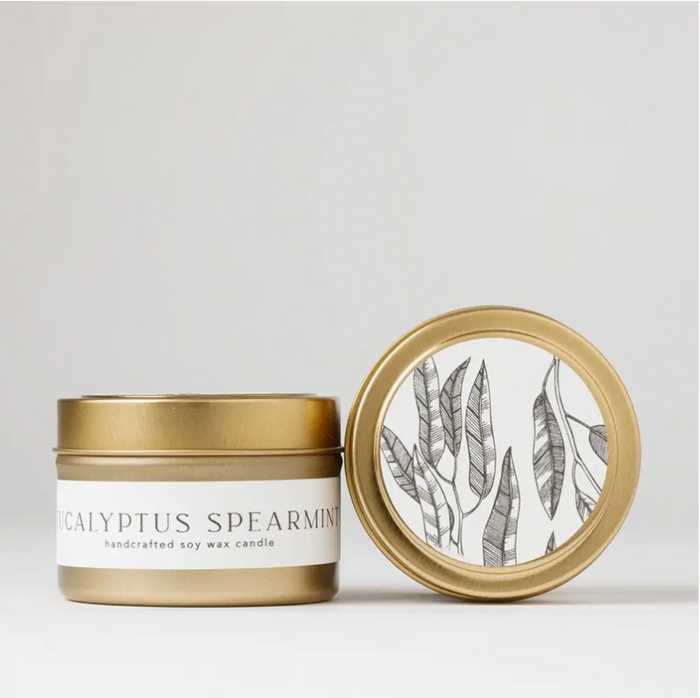 Soy Candle Tin: Eucalyptus Spearmint (4oz)
