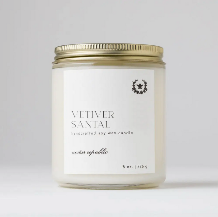 Soy Candle Jar: Vetiver Santal (8oz)