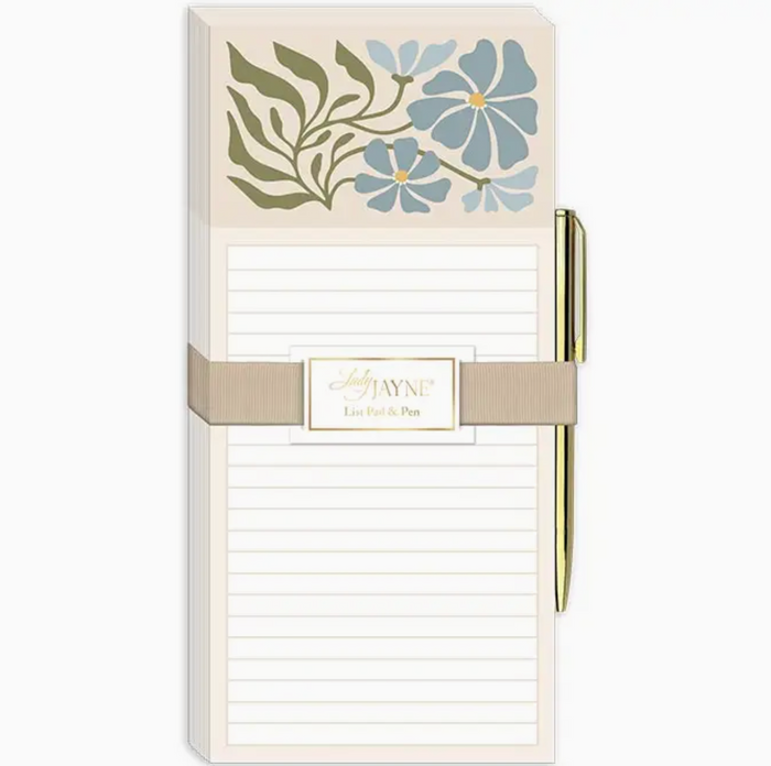 Magnetic List Pad with Pen Flower Market Aster