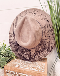 Engraved Desert Scene Hat - Dusty Pink