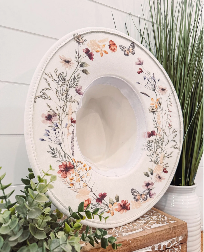 Floral Print Hat - Ivory