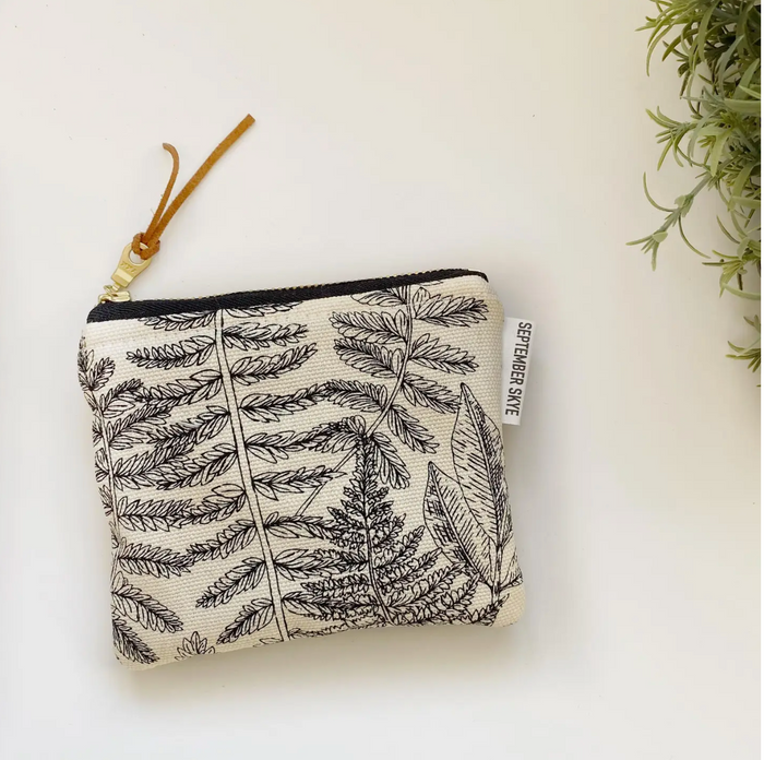 Small Square Pouch: Canvas Fern