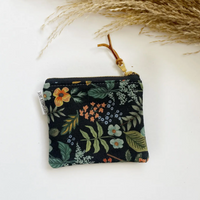 Small Square Pouch: Rifle Paper Black Botanical Floral