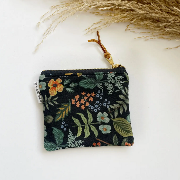 Small Square Pouch: Rifle Paper Black Botanical Floral