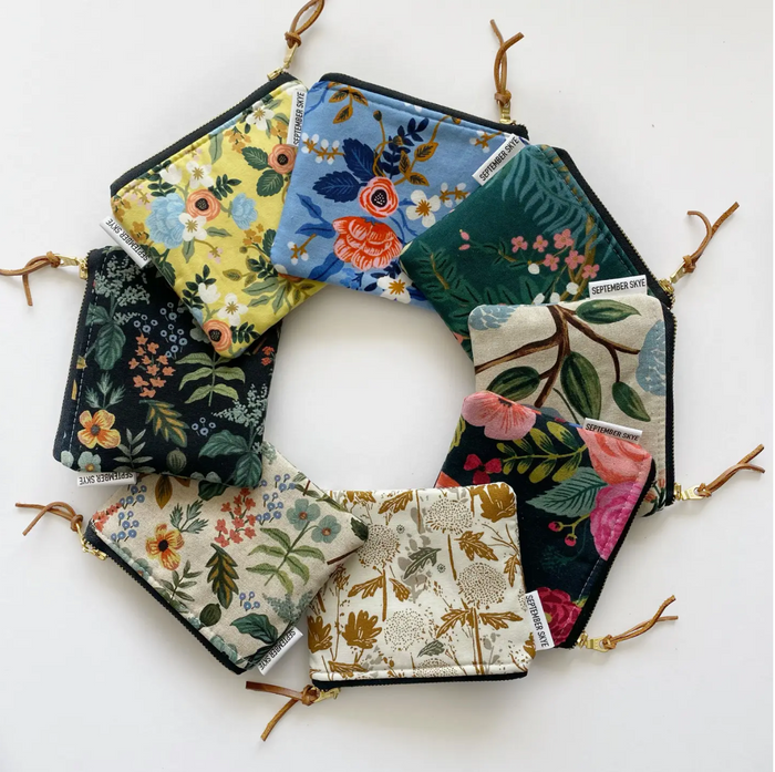 Small Square Pouch: Rifle Paper Black Botanical Floral