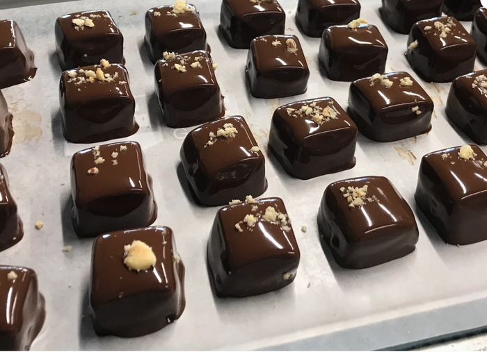 Honey Hazelnut Caramels in 70% Dark Chocolate