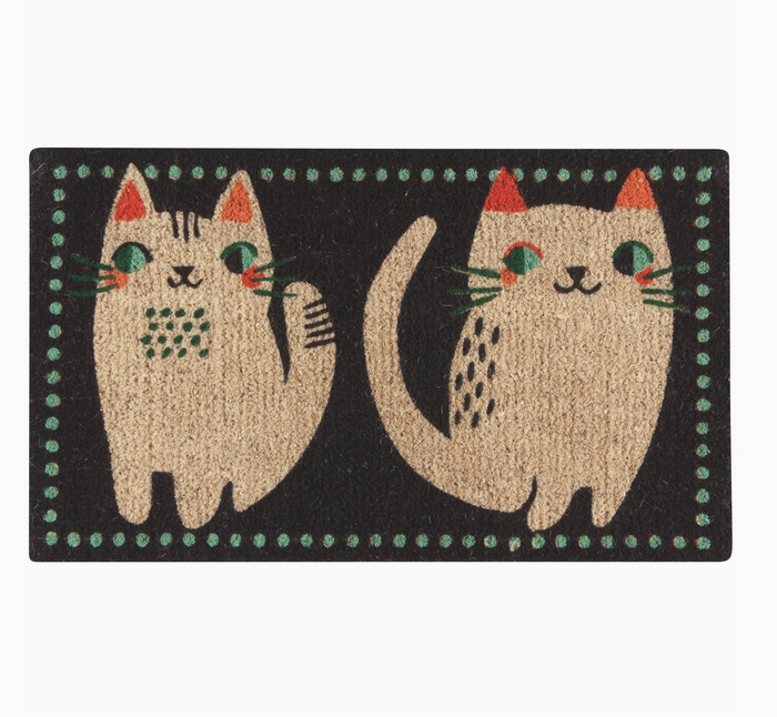 Meow Meow Coir Fiber Printed Doormat