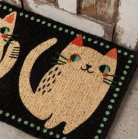 Meow Meow Coir Fiber Printed Doormat
